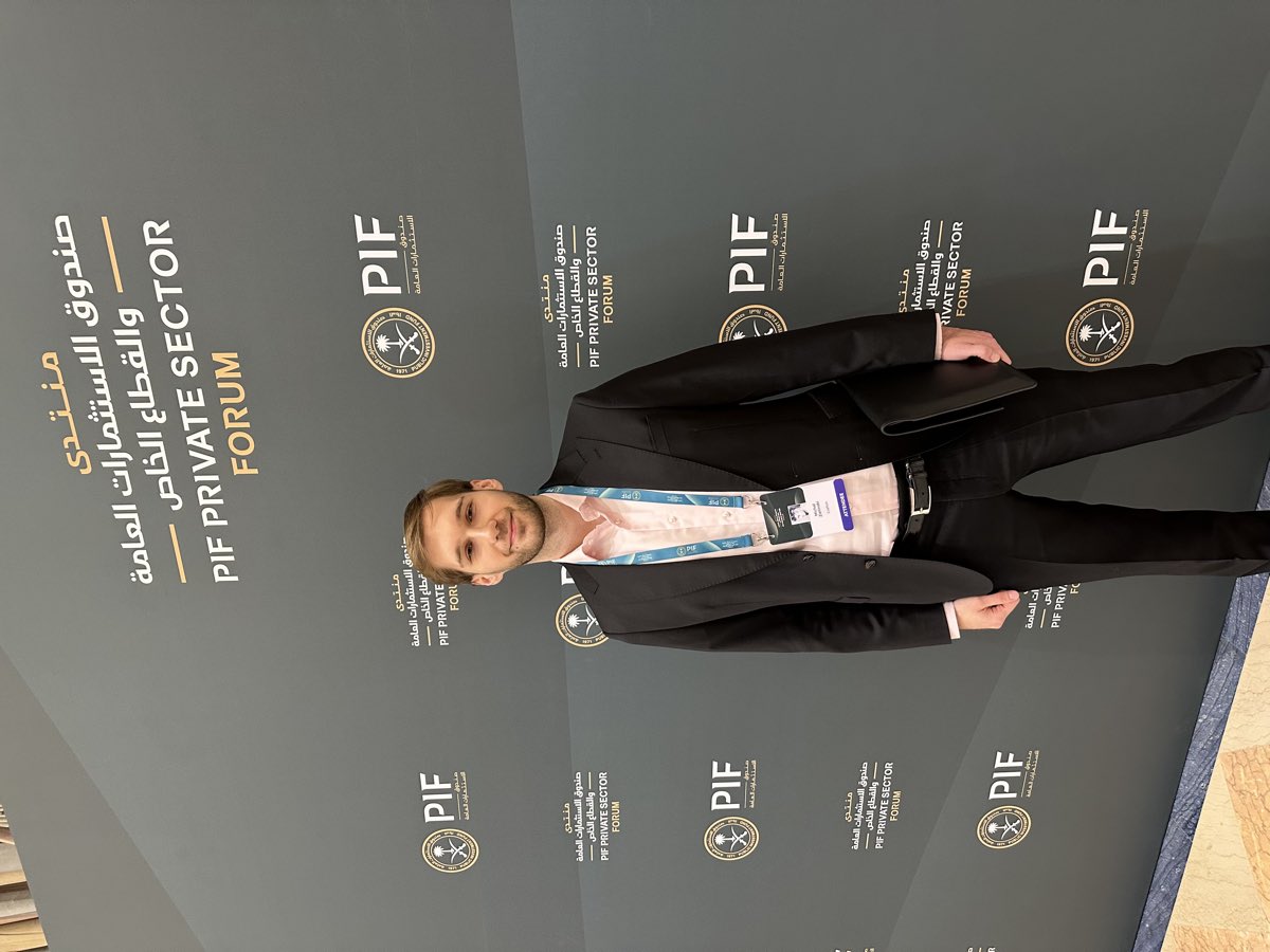 Michał Zieliński at the PIF Private Sector Forum backdrop in Riyadh.